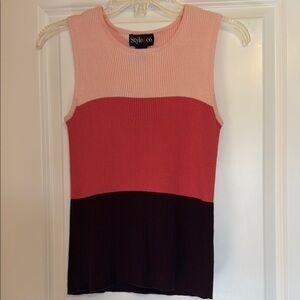 Style & Co. Women's Colorblock Sleeveless Top - Pink, Red, Brown